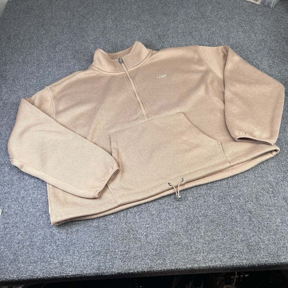 DKNY Sport Tan Crop 1/4 Zip Pullover Sweatshirt Women's Size Extra Large